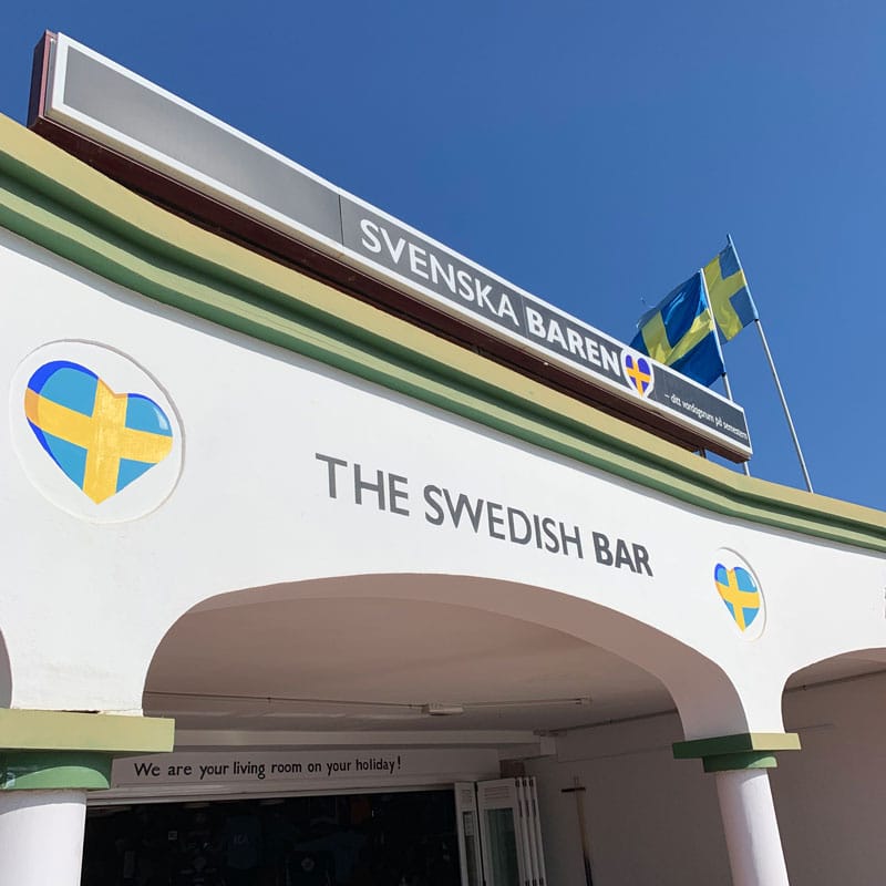 om oss svenska baren gran canaria rosa reklam